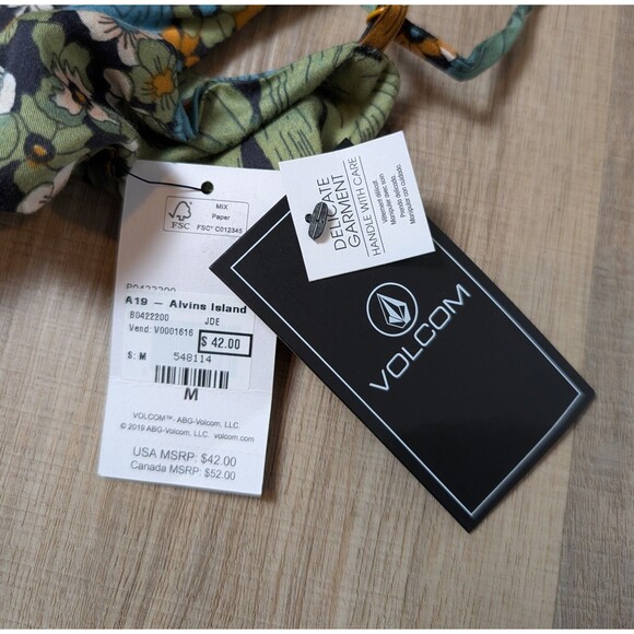 NWT Volcom Size M Cami Tank Top Floral Flowy Back Tie Boho Casual Beachy - Picture 11 of 12